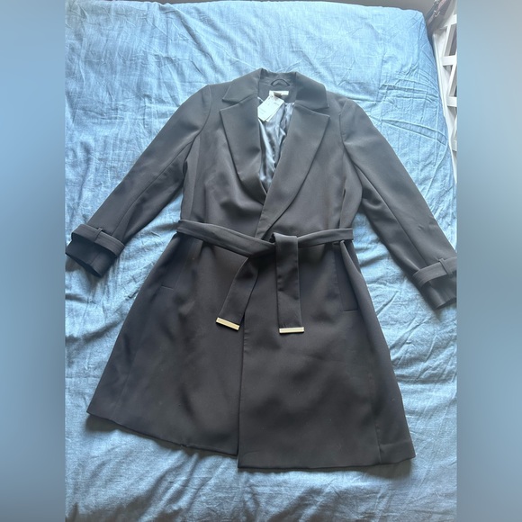 H&M | Jackets & Coats | Hm Long Belted Blazer Black Us 6 | Poshmark